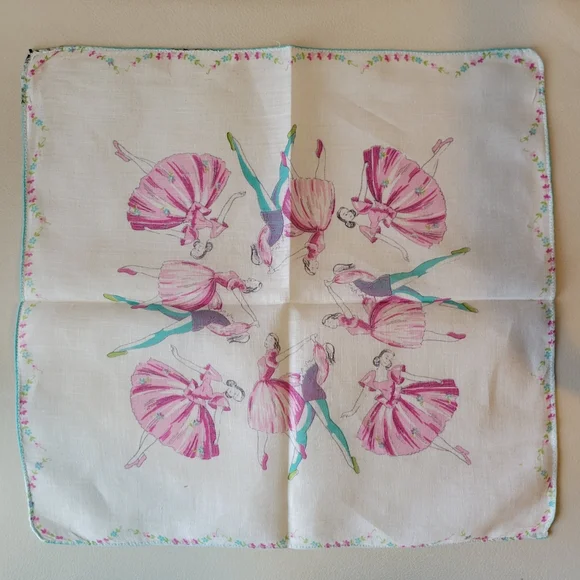 Ballerina Hankie ~ Handkerchief ~ Vintage ~ MCM ~ Pretty! - Picture 12 of 16